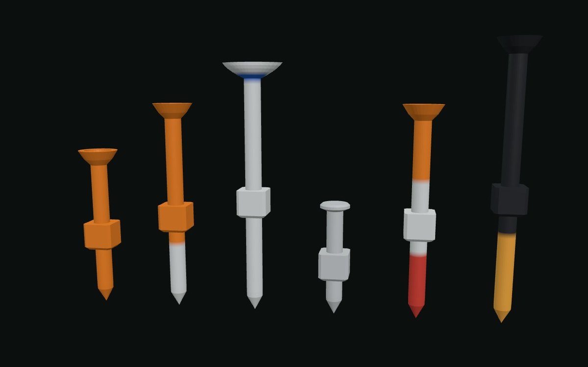 Gerenderte Golf-Tees in mehreren Farben mit Cup- und Augen-Kopf